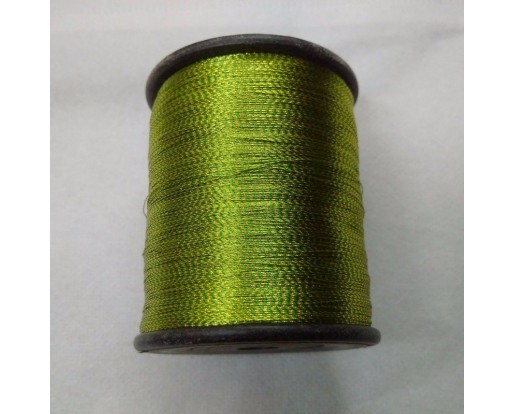 PISTACHIO GREEN & GOLD - Art Silk Twisted with Lurex - Neem Jari Zari - For Crochet Sewing Embroidery Knitting Jewelry DIY